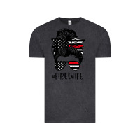Vintage Black fire wife messy bun firefighter wife thin red line husband Vintage Tee - linhVisuals