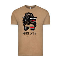 Vintage Coffee fire wife messy bun firefighter wife thin red line husband Vintage Tee - linhVisuals