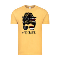 Vintage Mustard fire wife messy bun firefighter wife thin red line husband Vintage Tee - linhVisuals