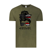 Vintage Olive fire wife messy bun firefighter wife thin red line husband Vintage Tee - linhVisuals