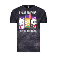 Cloud Black i have friends they are just online Vintage Tee - linhVisuals
