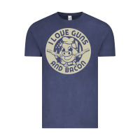 Vintage Denim i love guns bacon pork pig funny gun Vintage Tee - linhVisuals