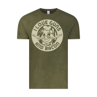 I Love Guns Bacon Pork Pig Funny Gun Vintage Tee | Teevron