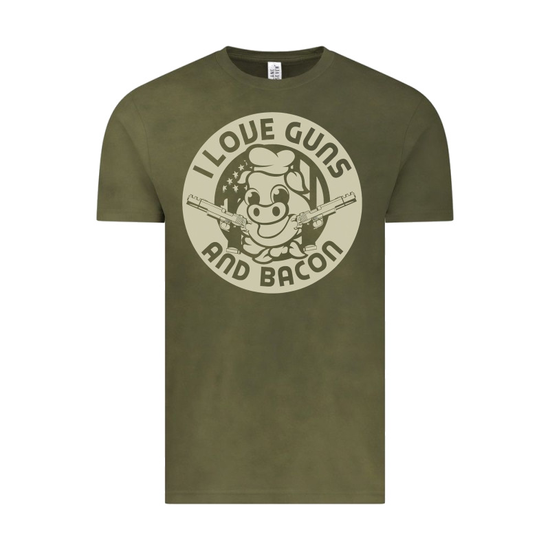 I Love Guns Bacon Pork Pig Funny Gun Vintage Tee by linhVisuals | Teevron