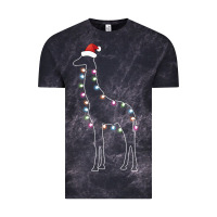 Cloud Black santa giraffe christmas color led Vintage Tee - linhVisuals