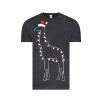 Vintage Black santa giraffe christmas color led Vintage Tee - linhVisuals