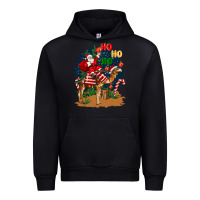 Black Christmas  camel with Santa Urban Hoodie - BarkalooDesign