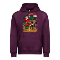 Mauve Wine Christmas  camel with Santa Urban Hoodie - BarkalooDesign