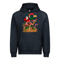 Navy Christmas  camel with Santa Urban Hoodie - BarkalooDesign