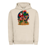 Pigment French Oak Christmas  camel with Santa Urban Hoodie - BarkalooDesign