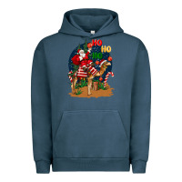 Pigment Midnight Navy Christmas  camel with Santa Urban Hoodie - BarkalooDesign