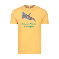 Vintage Mustard san juan islands upward orca killer whale native american raglan baseb Vintage Tee - linhVisuals
