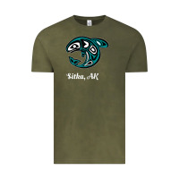 Vintage Olive sitka alaska native american tribal orca killer whale raglan baseball Vintage Tee - linhVisuals