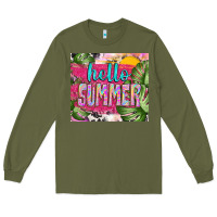 Army Green hello summer with cowhide Long Sleeve Tee - TumblerDesignByShophia