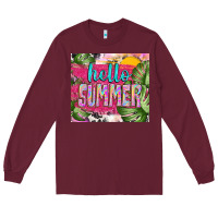 Burgundy hello summer with cowhide Long Sleeve Tee - TumblerDesignByShophia
