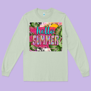 Hello Summer With Cowhide Long Sleeve Tee Designed By Tumblerdesignbyshophia