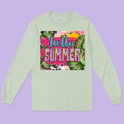 Hello Summer With Cowhide Long Sleeve Tee Designed By Tumblerdesignbyshophia