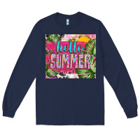 Navy hello summer with cowhide Long Sleeve Tee - TumblerDesignByShophia