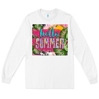 White hello summer with cowhide Long Sleeve Tee - TumblerDesignByShophia