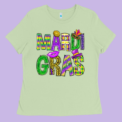 Mardi Gras Carnaval Mask Digital Paper, Ladies Tee Designed By Bundleandbundleshop