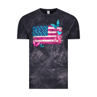 Cloud Black american flag breast cancer with ribbon Vintage Tee - texasbilliewilder