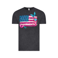Vintage Black american flag breast cancer with ribbon Vintage Tee - texasbilliewilder