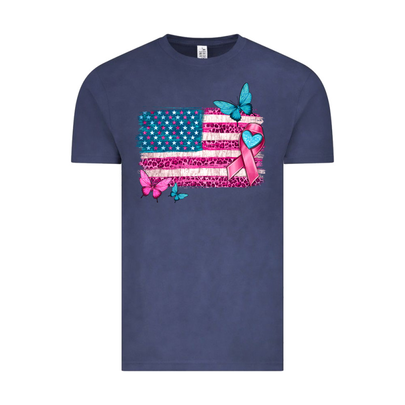 American Flag Breast Cancer With Ribbon Vintage Tee by texasbilliewilder | Teevron