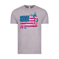 Vintage Zinc american flag breast cancer with ribbon Vintage Tee - texasbilliewilder