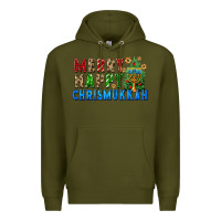 Army Green merry happy chrismukkah Premium Hoodie - FaDigitalArtStudio