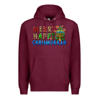 Burgundy merry happy chrismukkah Premium Hoodie - FaDigitalArtStudio