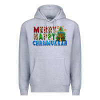 Heather Grey merry happy chrismukkah Premium Hoodie - FaDigitalArtStudio
