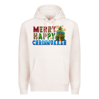 Pale Pink merry happy chrismukkah Premium Hoodie - FaDigitalArtStudio
