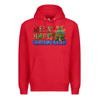Red merry happy chrismukkah Premium Hoodie - FaDigitalArtStudio