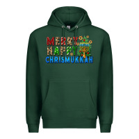 Sports Green merry happy chrismukkah Premium Hoodie - FaDigitalArtStudio