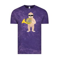 Cloud Purple funny sloth wearing sunglasses playing french horn Vintage Tee - linhVisuals