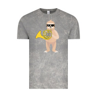 Cloud Rock funny sloth wearing sunglasses playing french horn Vintage Tee - linhVisuals