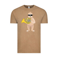 Vintage Coffee funny sloth wearing sunglasses playing french horn Vintage Tee - linhVisuals