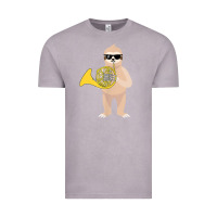 Vintage Zinc funny sloth wearing sunglasses playing french horn Vintage Tee - linhVisuals