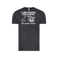 Vintage Black i like dogs and sloths and maybe 3 people funny animals Vintage Tee - linhVisuals
