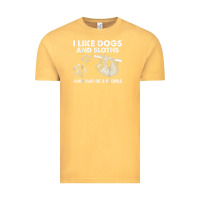Vintage Mustard i like dogs and sloths and maybe 3 people funny animals Vintage Tee - linhVisuals