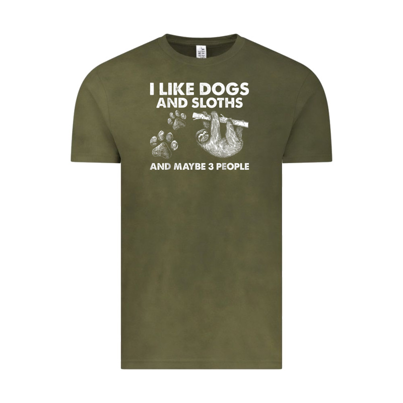 I Like Dogs And Sloths And Maybe 3 People Funny Animals Vintage Tee by linhVisuals | Teevron