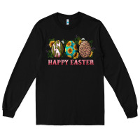 Black Happy Easter With Western Eggs And Sunflowers Long Sleeve Tee - RanaPortraitStore