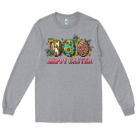 Heather Grey Happy Easter With Western Eggs And Sunflowers Long Sleeve Tee - RanaPortraitStore