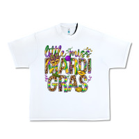 White Little miss Mardi Gras Urban Heavy Tee - NancyCooperArtShop