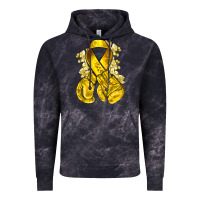 Cloud Black Childhood Cancer yellow ribbon with boxing gloves Vintage Hoodie - NancyCooperArtShop