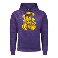 Cloud Purple Childhood Cancer yellow ribbon with boxing gloves Vintage Hoodie - NancyCooperArtShop