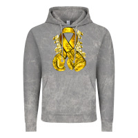 Cloud Rock Childhood Cancer yellow ribbon with boxing gloves Vintage Hoodie - NancyCooperArtShop