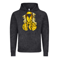 Vintage Black Childhood Cancer yellow ribbon with boxing gloves Vintage Hoodie - NancyCooperArtShop