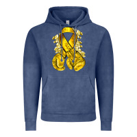 Vintage Denim Childhood Cancer yellow ribbon with boxing gloves Vintage Hoodie - NancyCooperArtShop