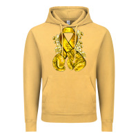Vintage Mustard Childhood Cancer yellow ribbon with boxing gloves Vintage Hoodie - NancyCooperArtShop